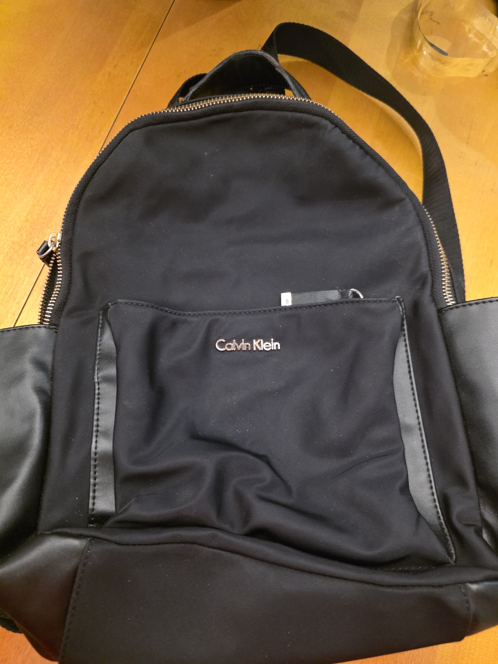 Calvin Klein Black Nylon Backpack with Silver Logo